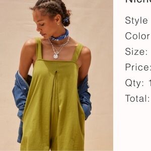 FP Movement by Free People Olive Green Wide-Strap Jumpsuit